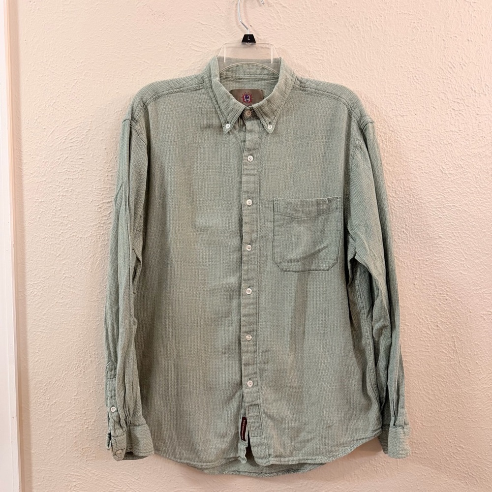 The Territory Ahead sage green textured shirt